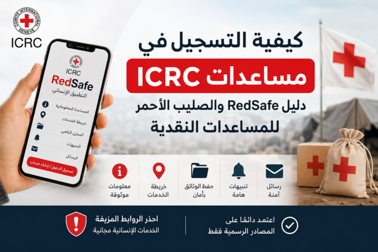 طريقة التسجيل في مساعدات الصليب الأحمر ICRC عبر تطبيق RedSafe